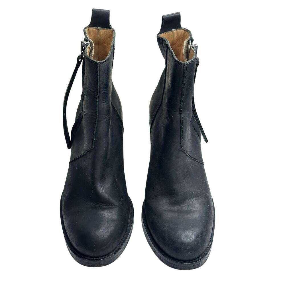 Acne Studios 37 Black Leather Ankle Boots US 6.5 7 Block Heel Made in Italy Luxe - Picture 2 of 8
